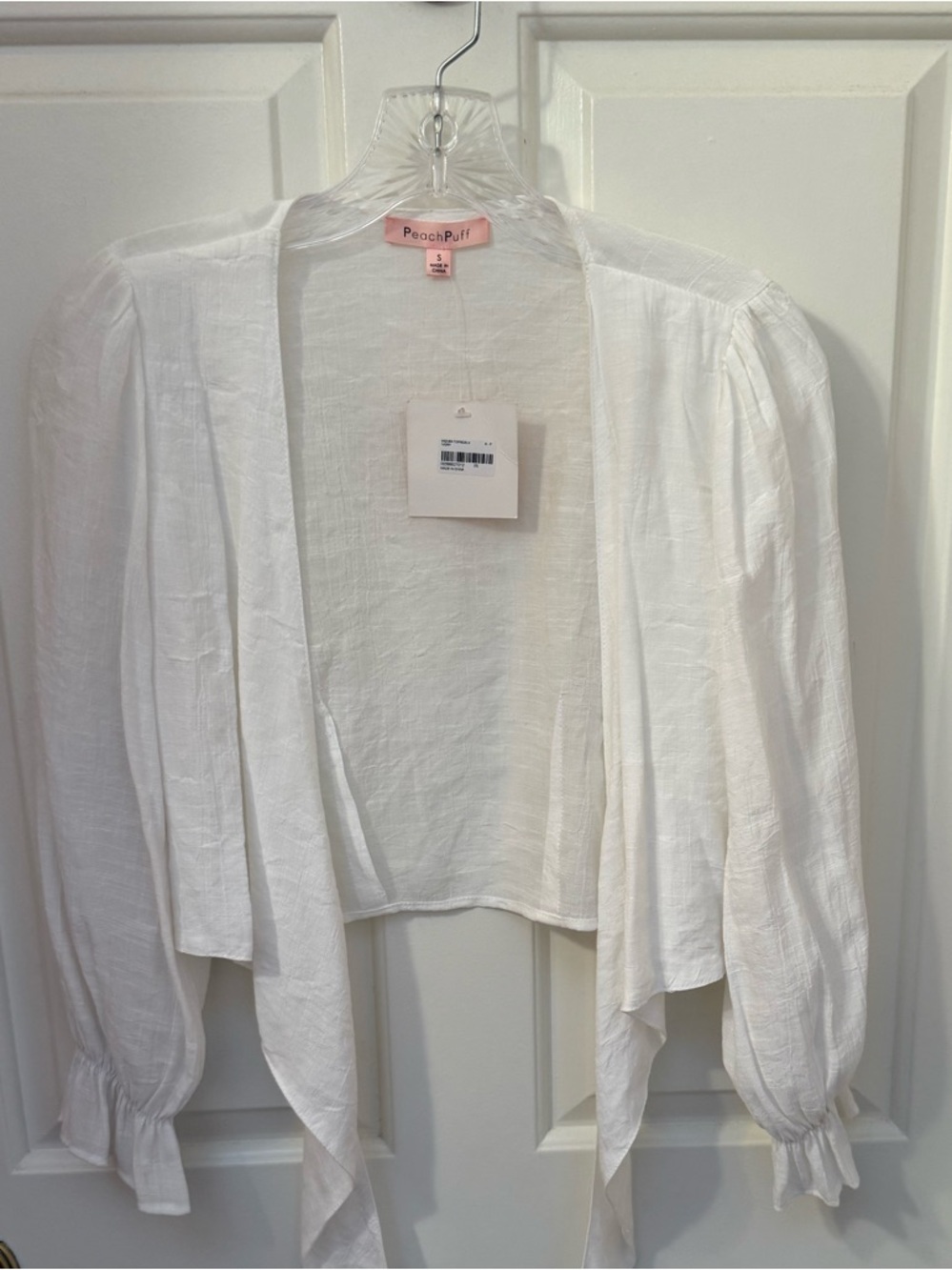 Peach Pit white tie-front cropped blouse Size Small NWT